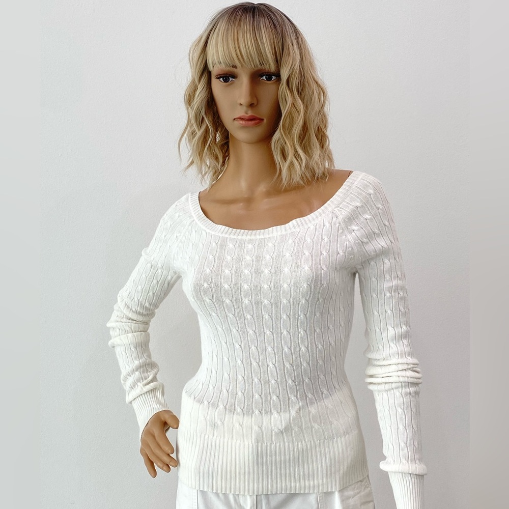 Cable Knit, Wide Neck Knit Top by 52 Weekends, Size S
